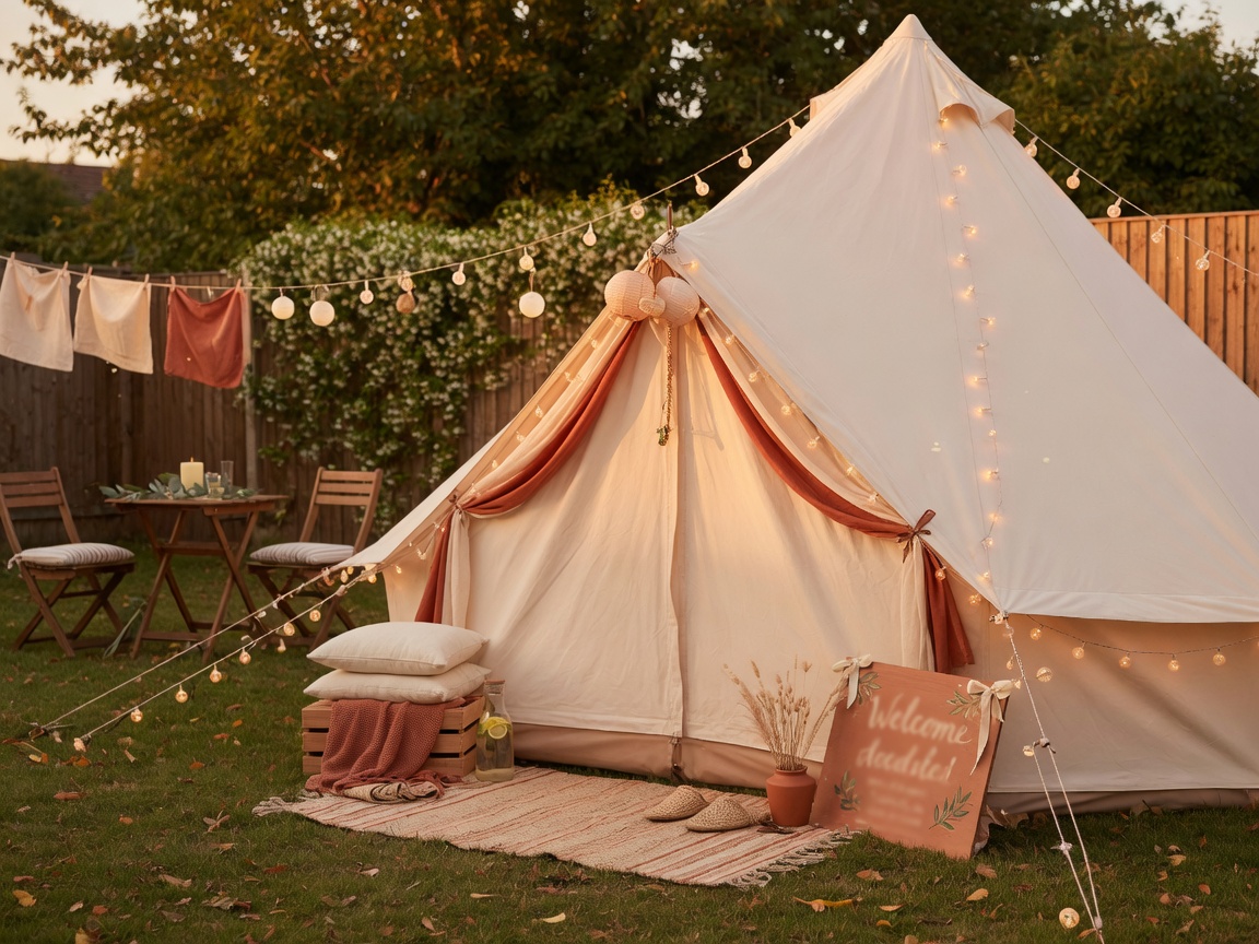 Celebration-ready backyard glamping tent exterior in Central NJ