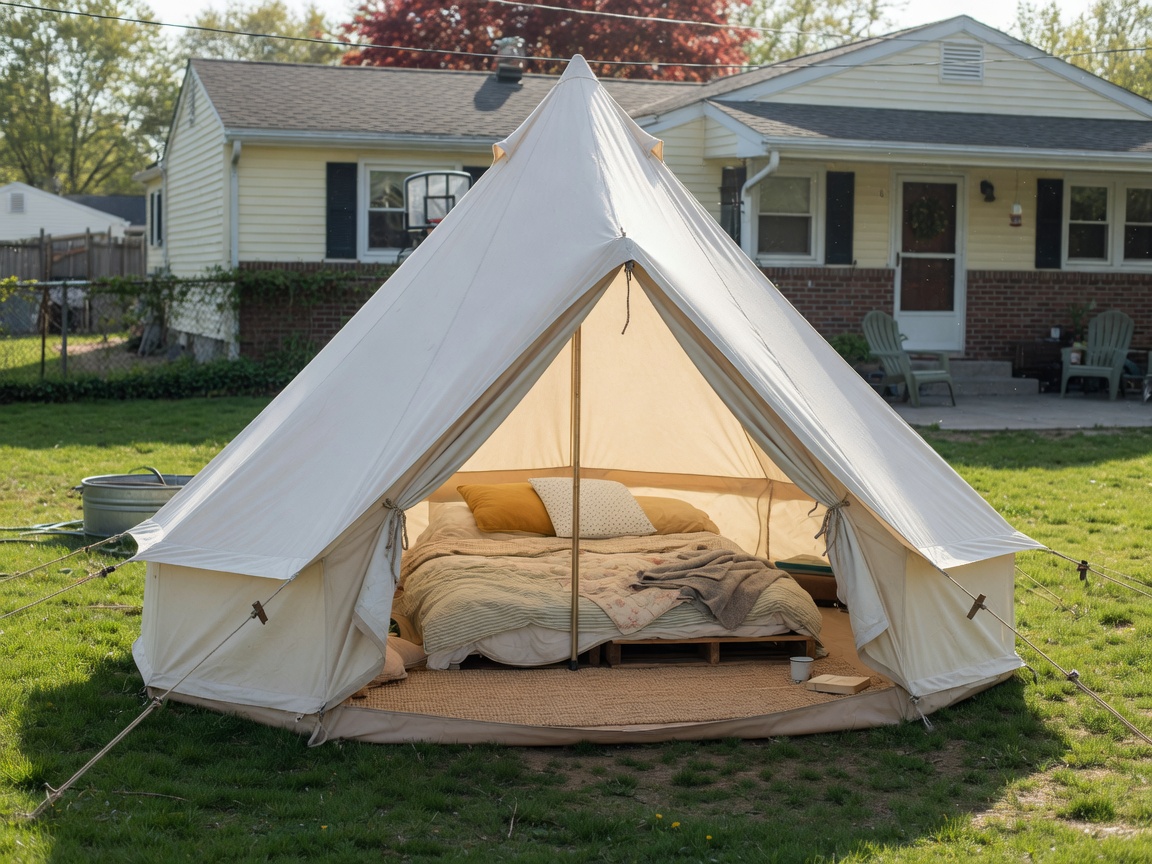 Backyard glamping tent in the morning — pricing guide for New Jersey